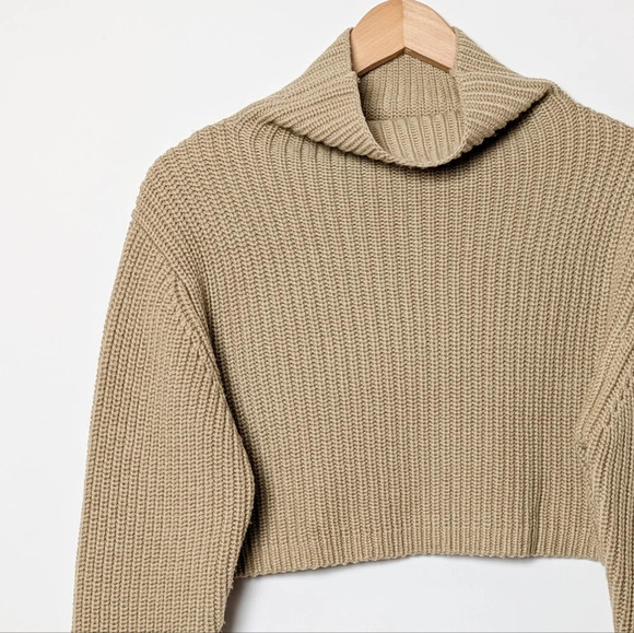 ARITZIA WILFRED Montpellier Waist Sweater Merino Wool Ribbed Crop Turtleneck XXS - Picture 10 of 13
